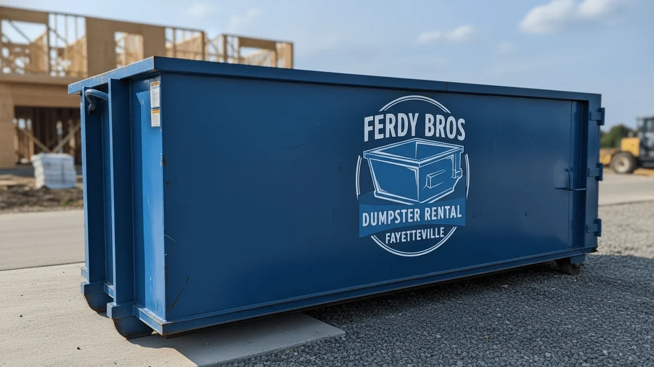 Roll-off dumpster delivered in Springdale, AR by Ferdy Bros Dumpster Rental Fayetteville Roll-off dumpster delivered in Springdale, AR by Ferdy Bros Dumpster Rental Fayetteville